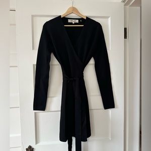 Diane von Furstenberg black long sleeved wrap dress